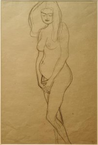裸の妊婦を左に立ち、手... 作： Gustav Klimt